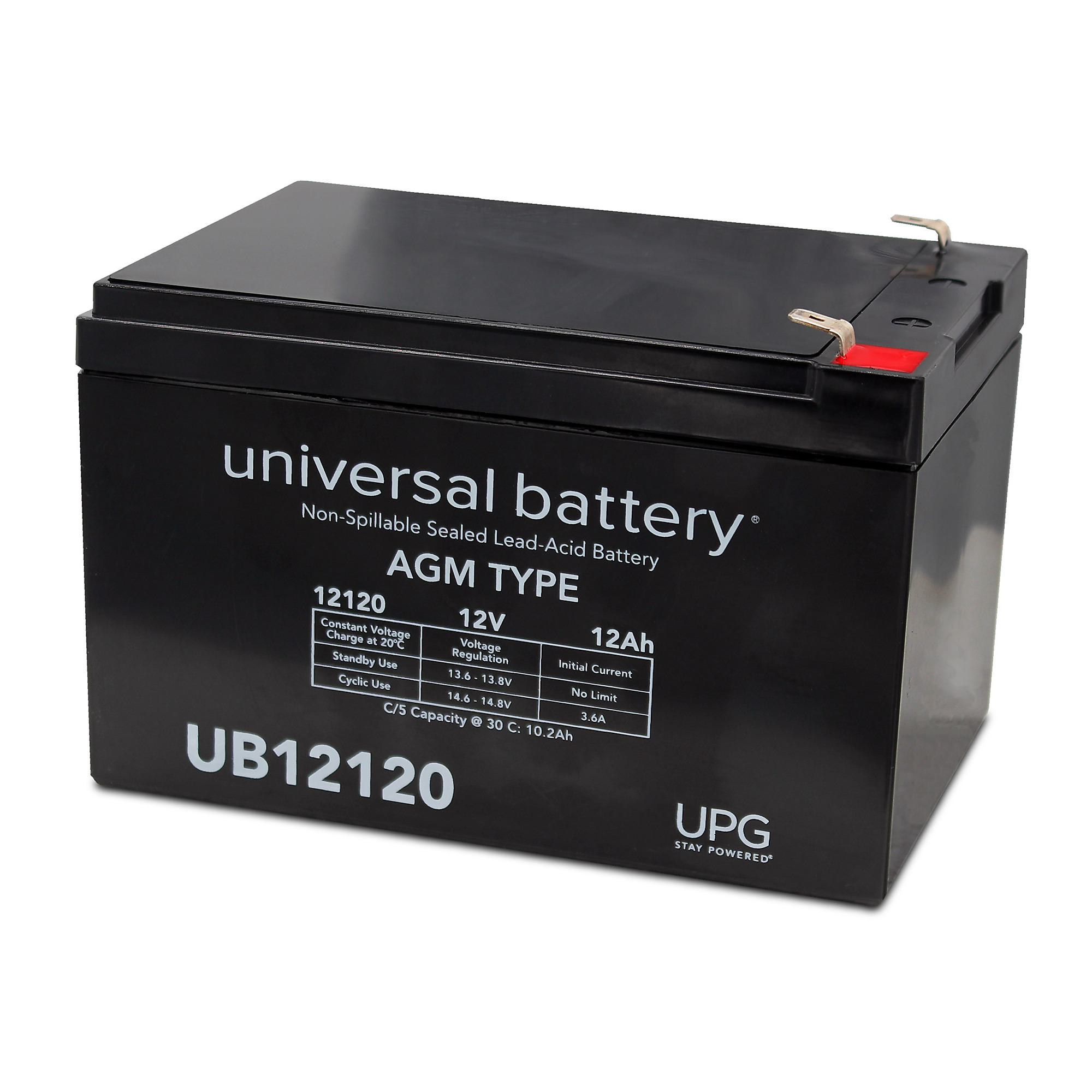 UPG Universal Sealed Lead-Acid Battery, AGM-type, 12V, 12 Amps, Model# UB12120